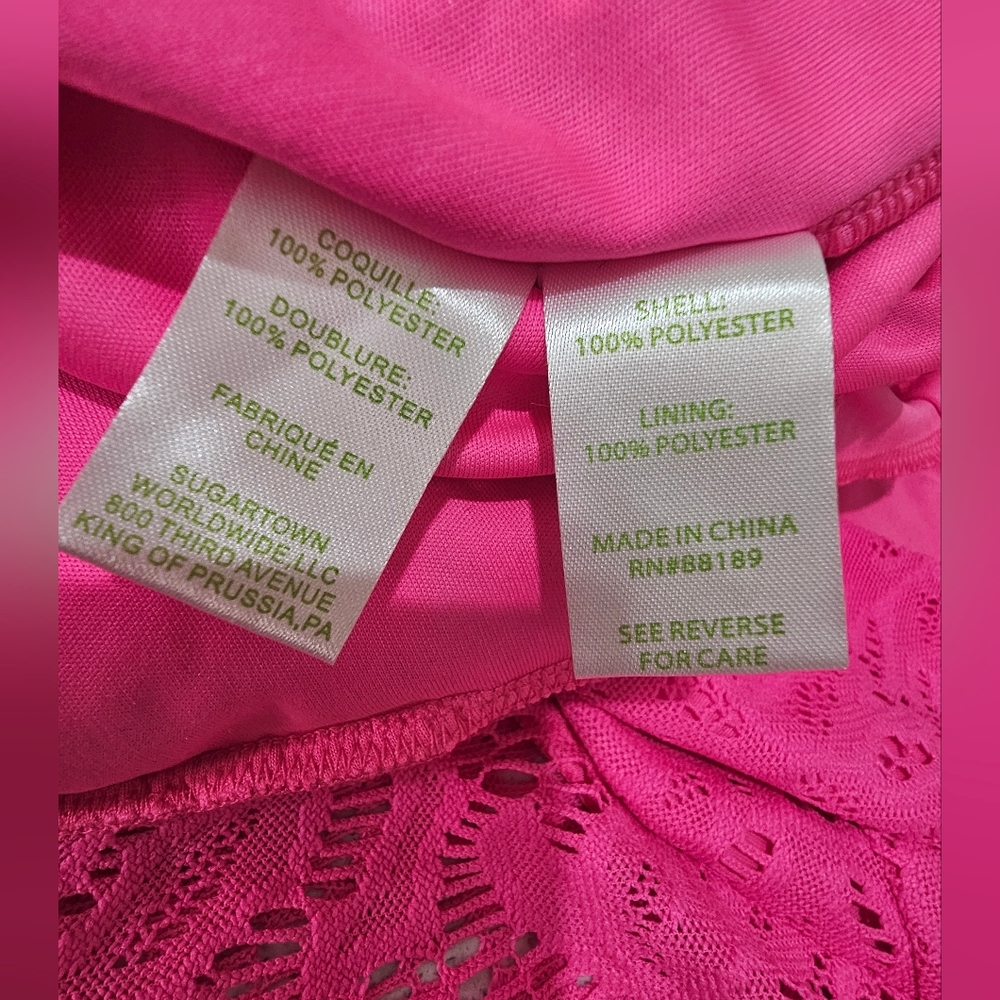 Lilly PULITZER Vibrant Pink Lace Wrap ROMPER - Picture 12 of 15